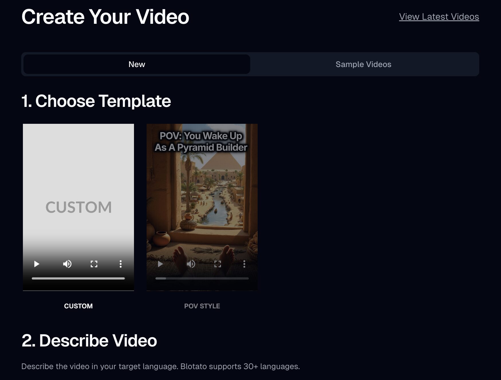 Blotato Faceless Video Creation Feature