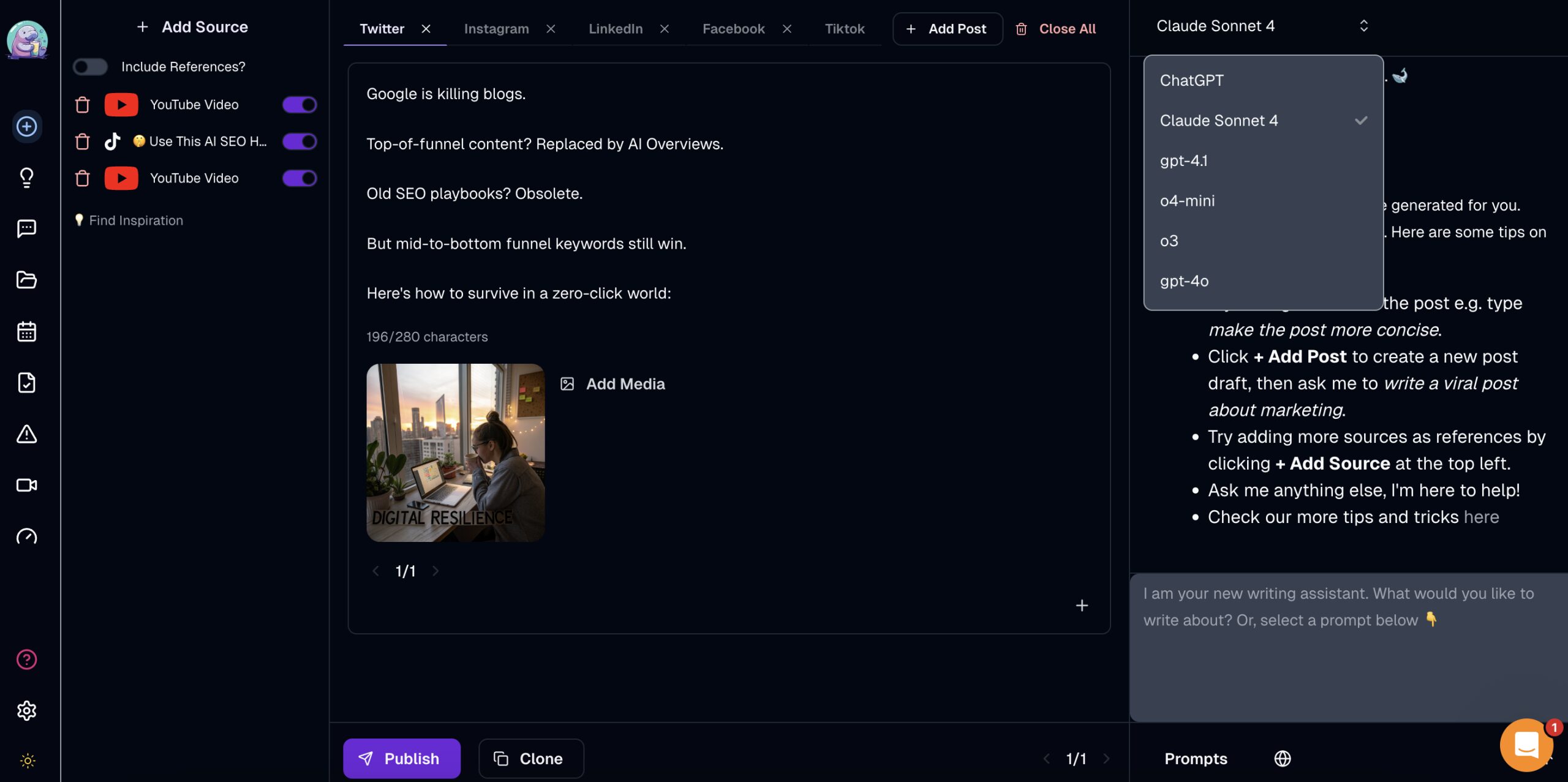 Blotato Content Creation Interface