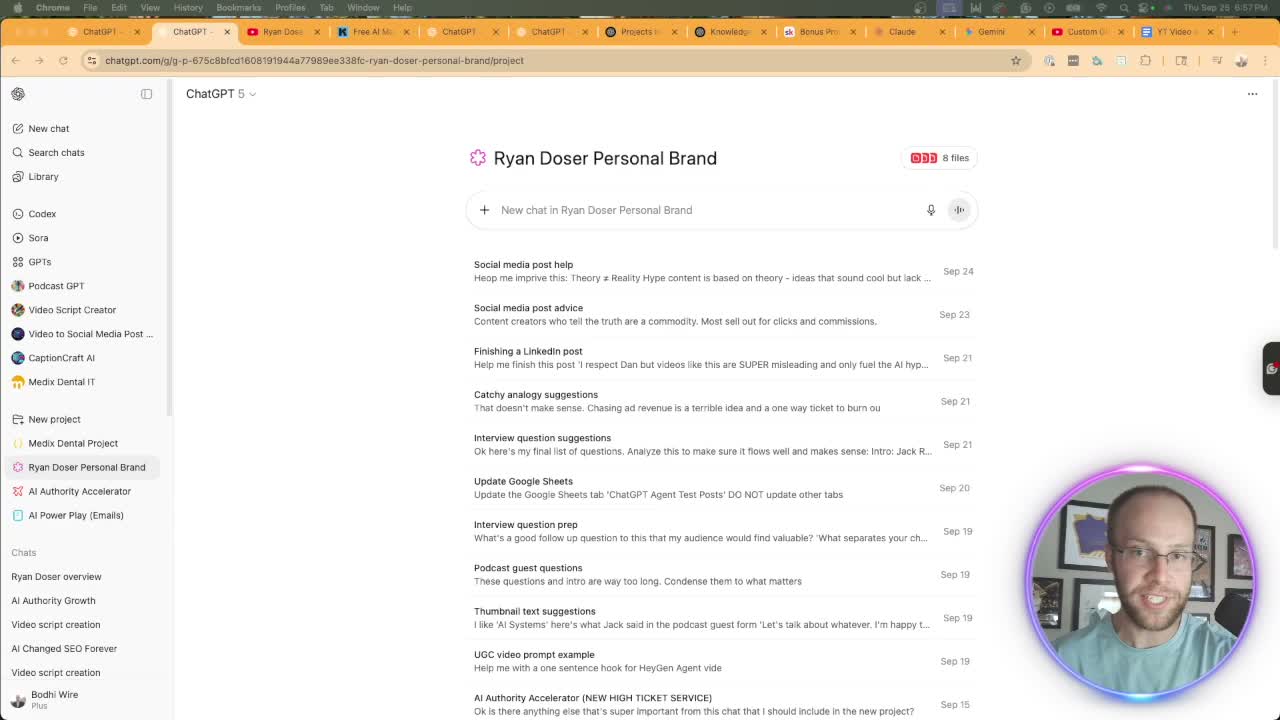 ChatGPT Projects interface showing organized chats inside a project workspace