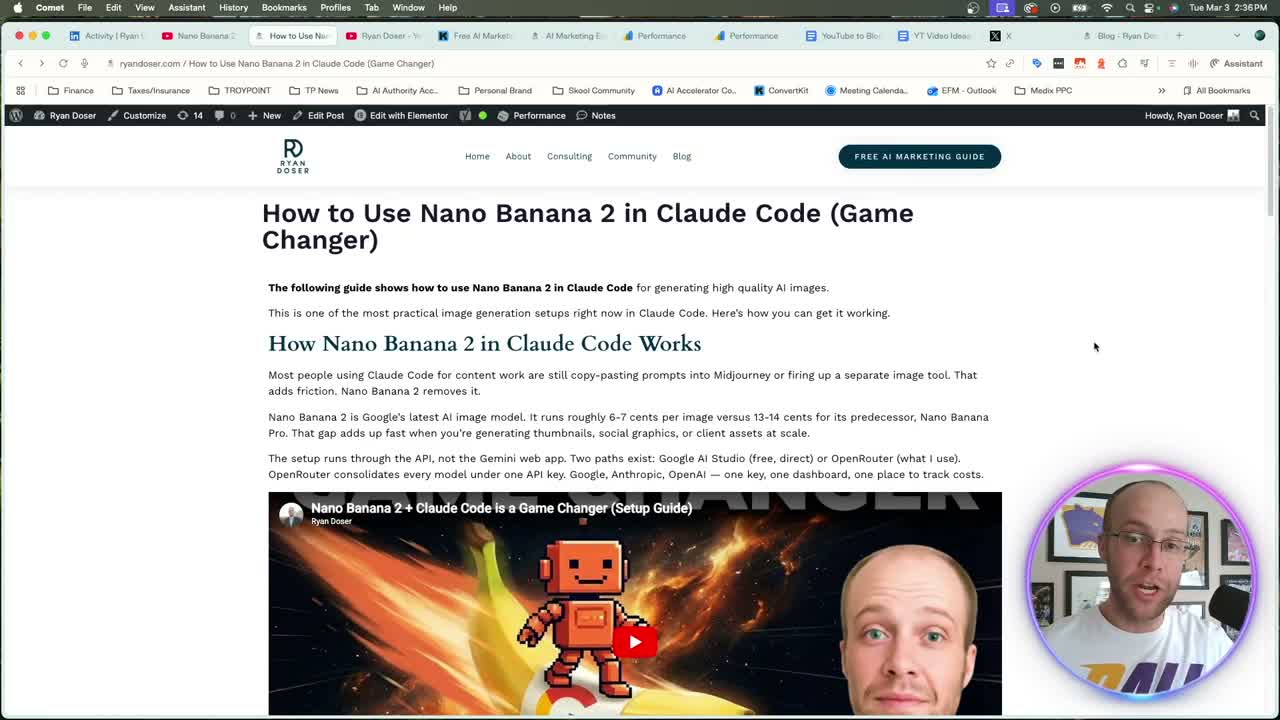 Claude Code SEO blog post output on ryandoser.com showing formatted article