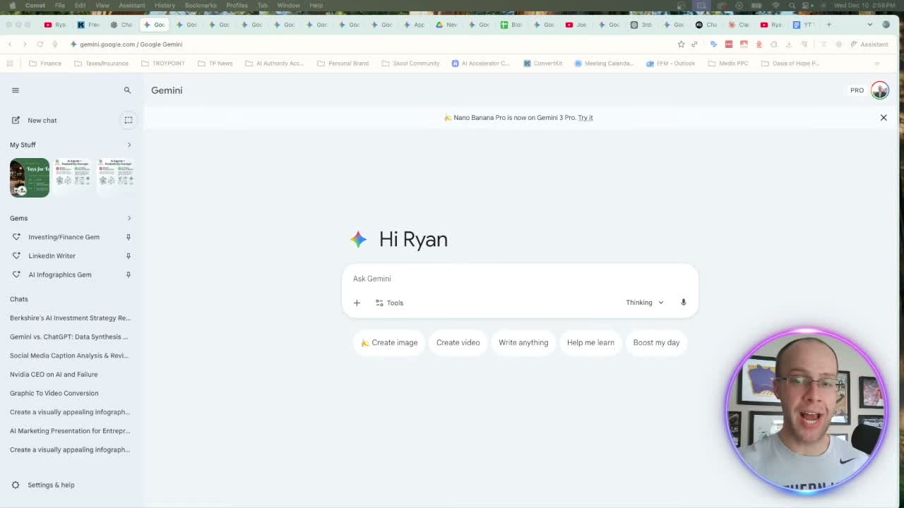 Google Gemini vs ChatGPT interface showing Nano Banana Pro image creation tools