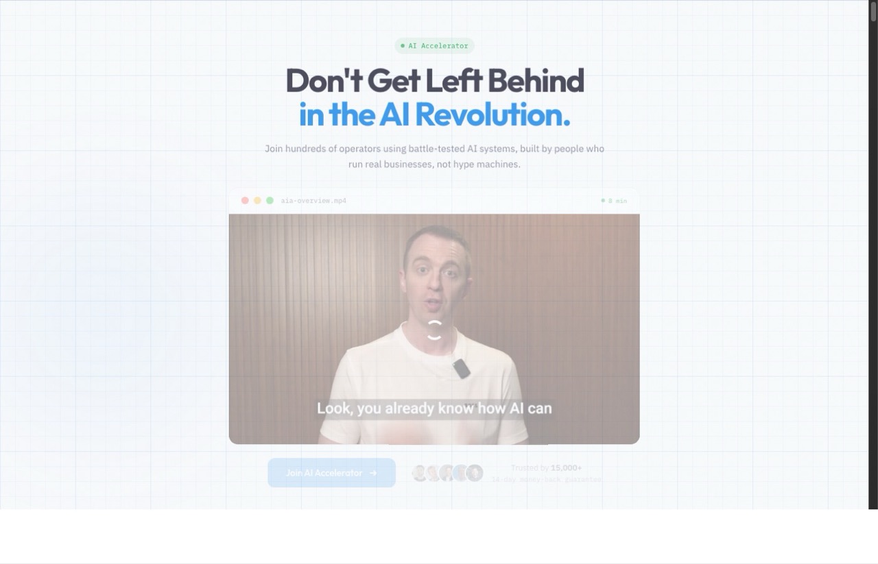 Authority Hacker AI Accelerator membership page with AI workflow training