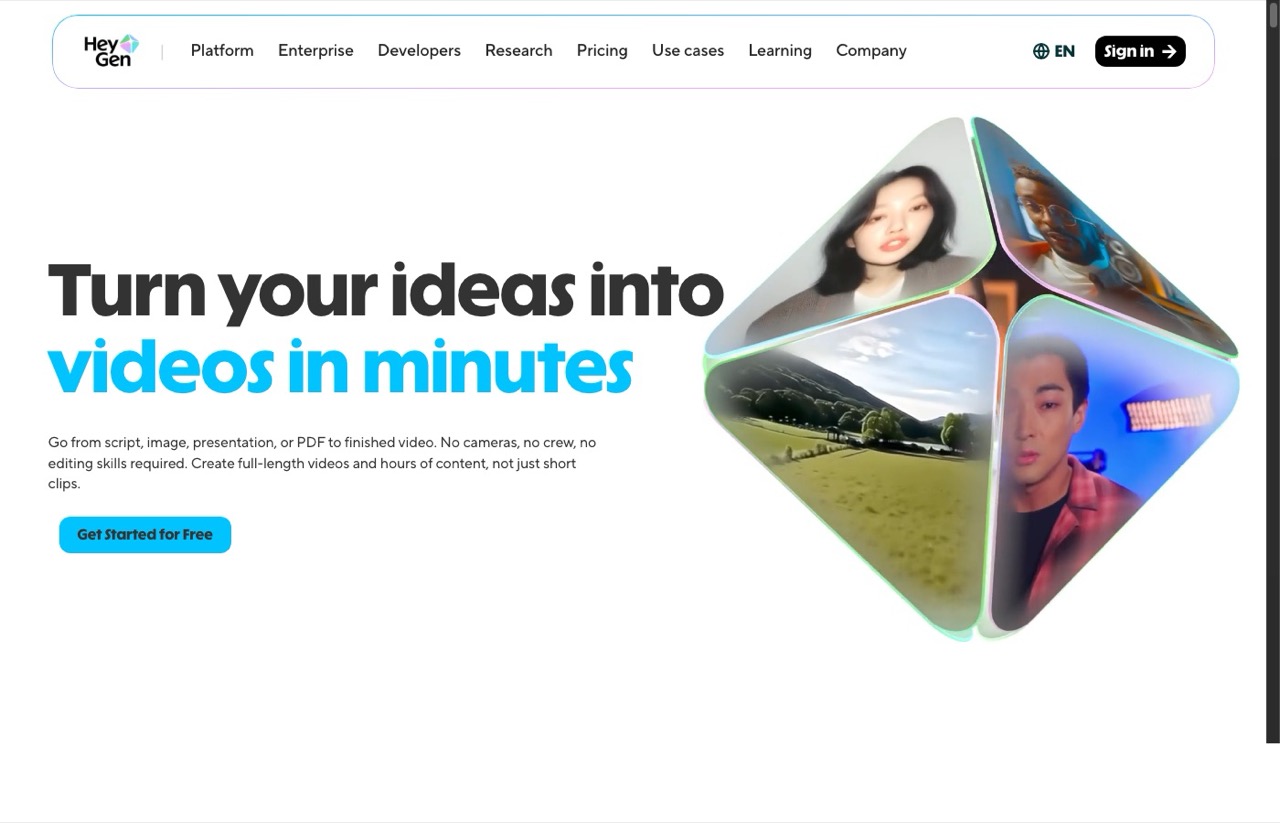 Best AI tools for content creators - HeyGen AI avatar video generator homepage