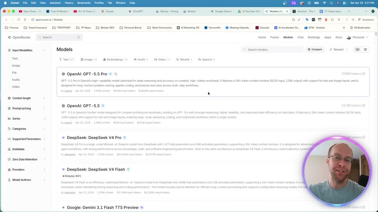 Best AI marketing tools dashboard showing OpenRouter model directory used inside the workflow