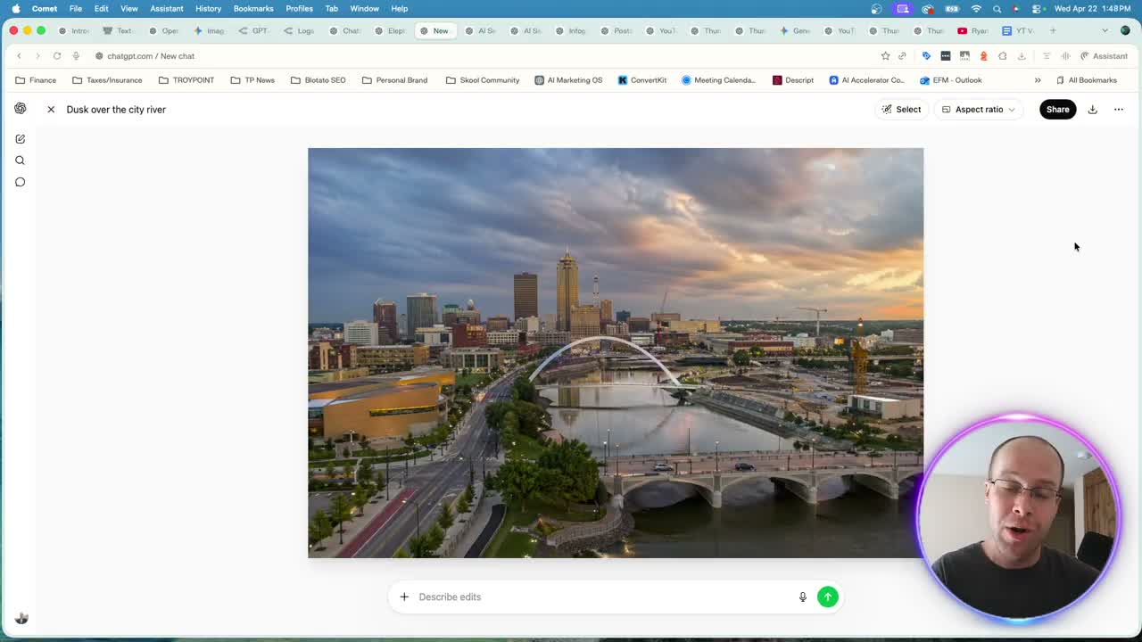 ChatGPT Images 2.0 generating a photorealistic city skyline inside the ChatGPT web app
