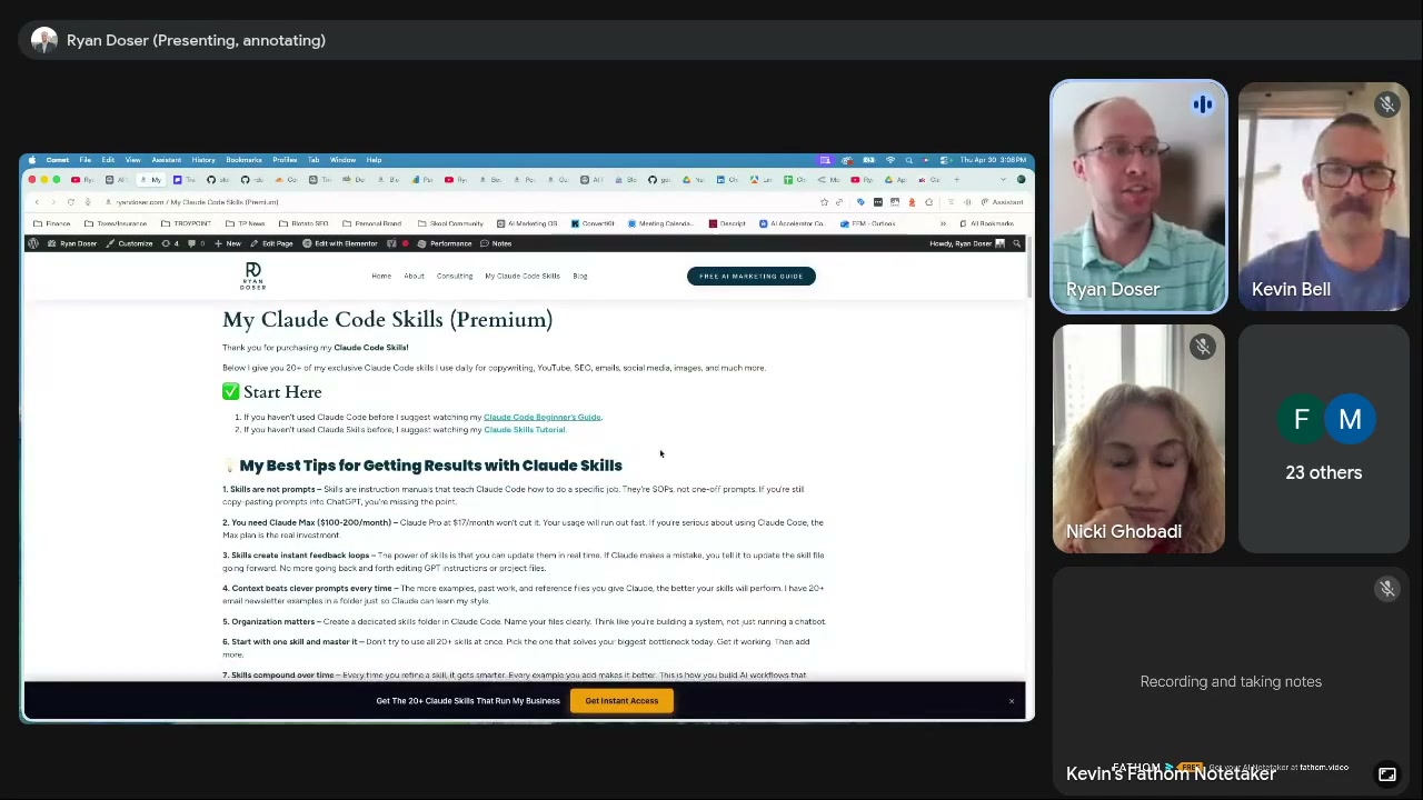 AI marketing hacks landing page built in Claude Code with a web designer skill