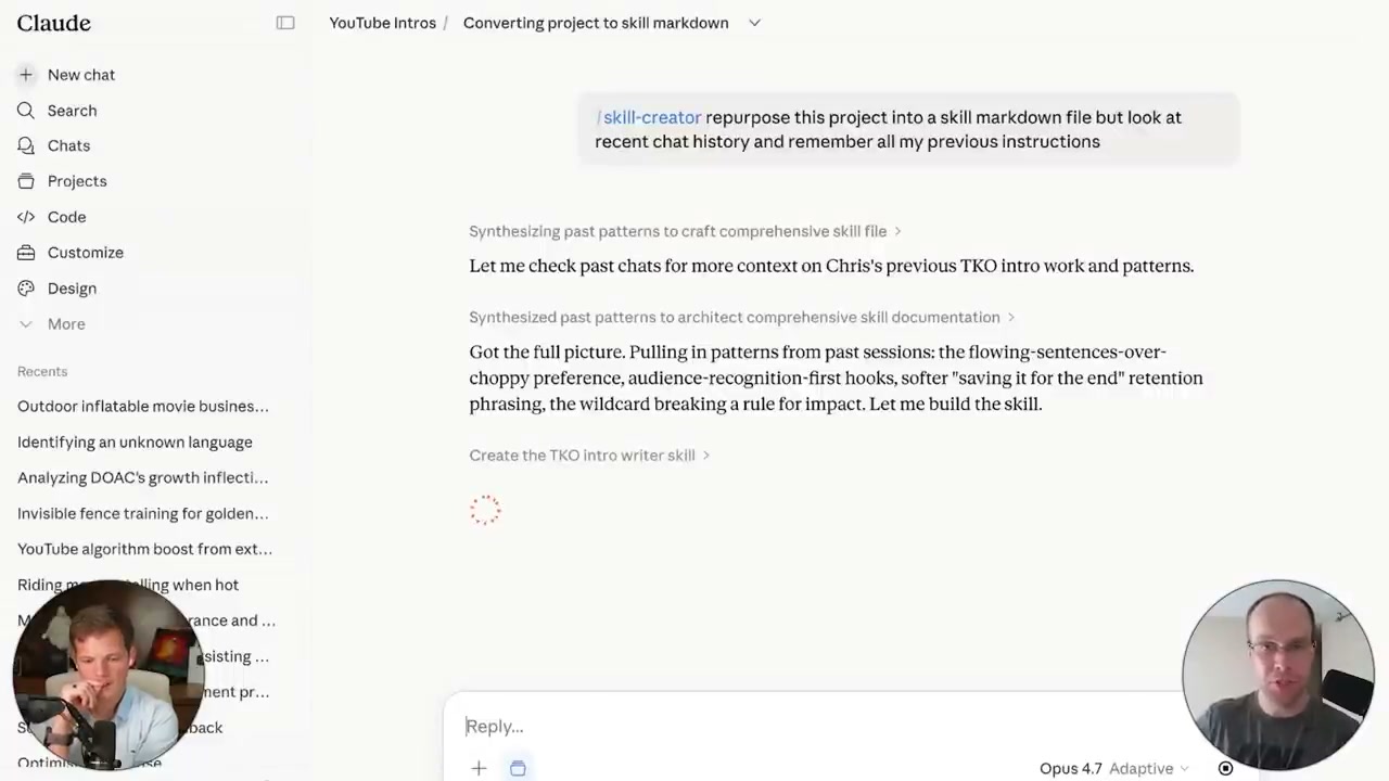 Sell Claude skills using the skill-creator prompt to repurpose a project into a markdown skill file