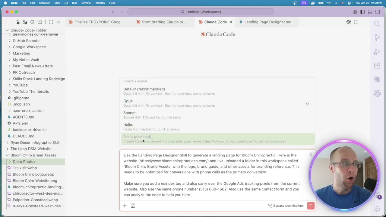 AI landing pages conversion prompt in Claude Code with phone calls as the primary CTA