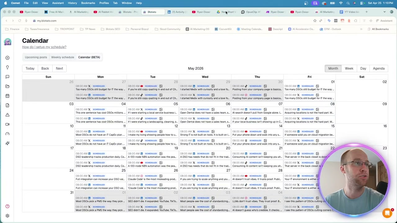A month of scheduled social posts produced with Claude marketing skills
