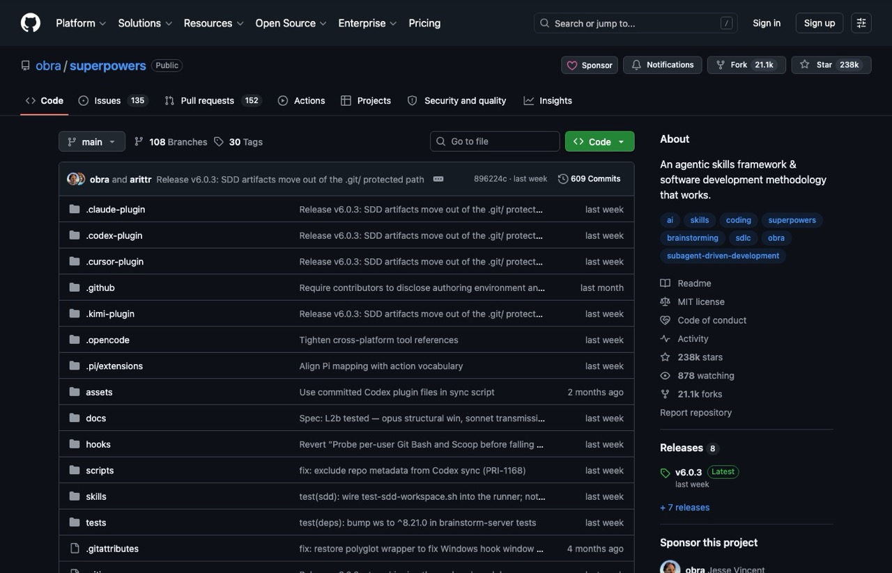 Superpowers community Claude skills collection on GitHub