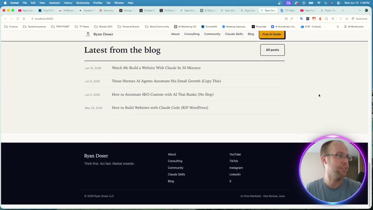 Claude Fable 5 redesigned ryandoser.com website built with the Astro framework