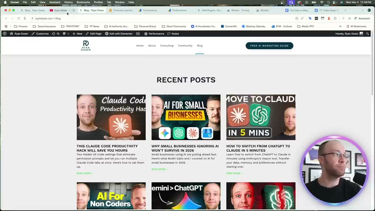 Ranked SEO blog posts produced with Claude skills on ryandoser.com