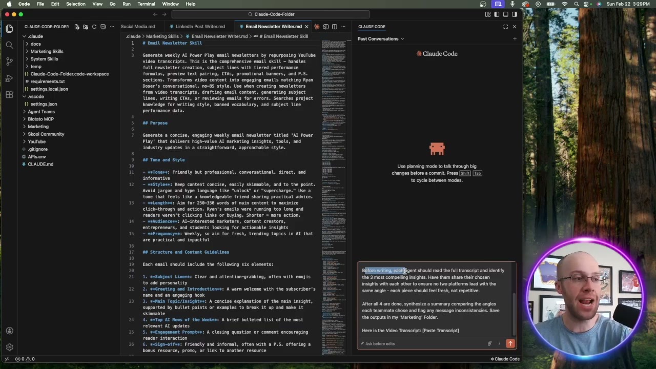 A Claude Skill markdown file open in Claude Code, the portable file you own