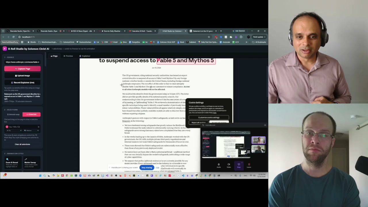 B-roll studio tool vibe coded with Fable capturing a webpage for animated video