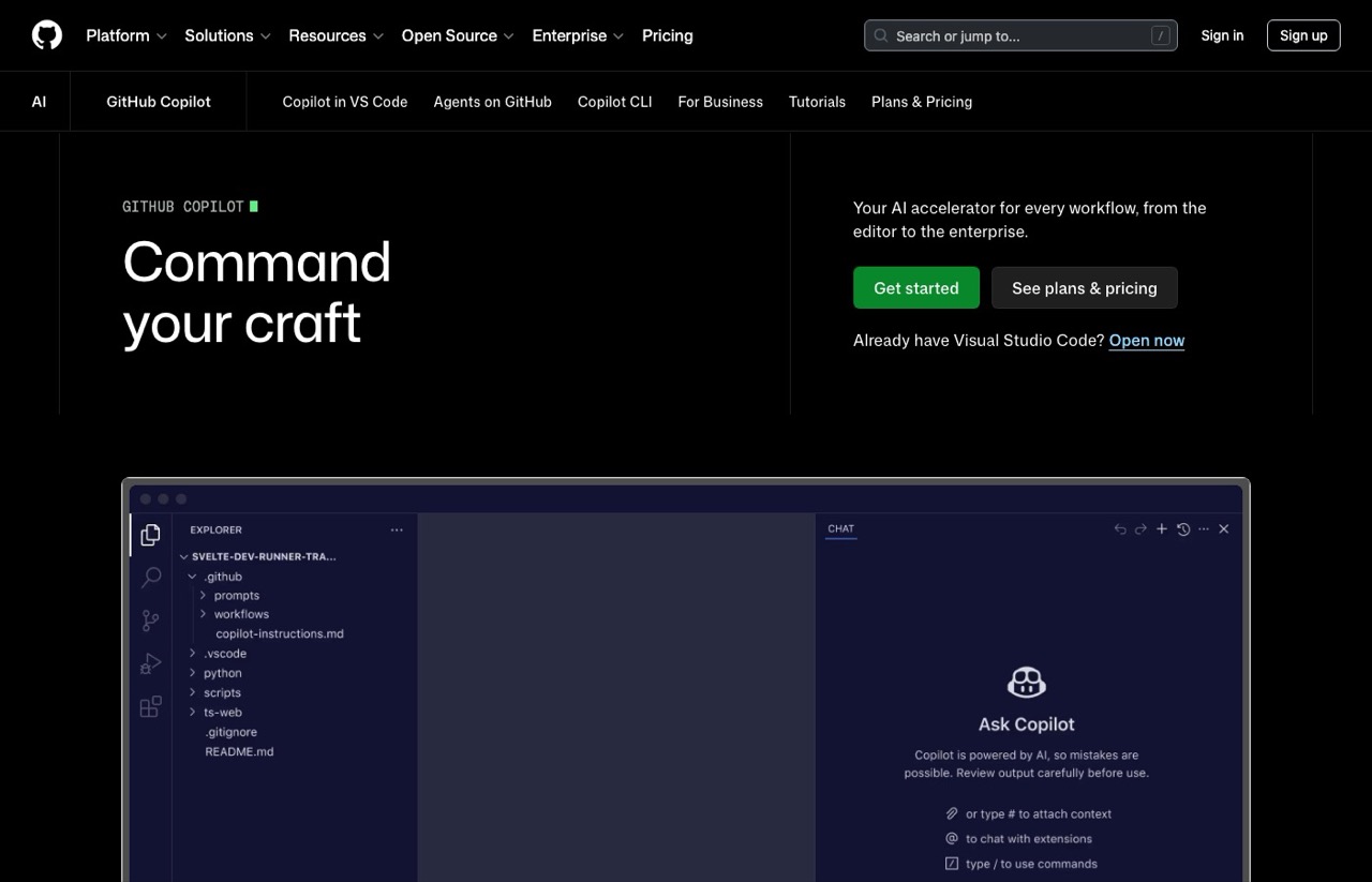 Best AI coding tools: GitHub Copilot chat inside VS Code