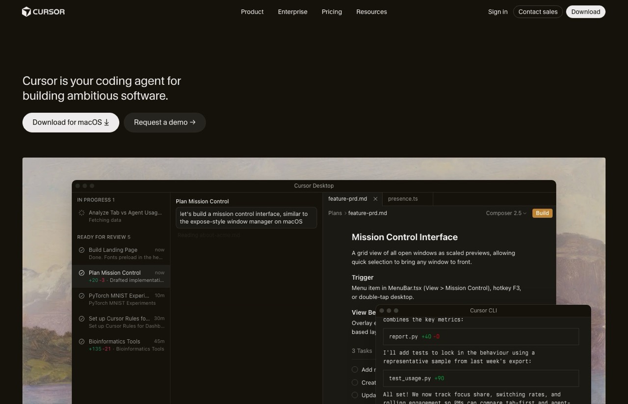 Best AI coding tools: Cursor AI editor agent and Composer interface