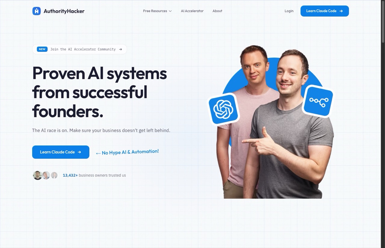 Best AI marketing newsletters pick Authority Hacker homepage AI systems