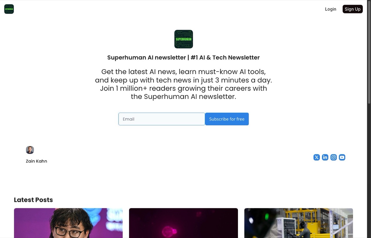 Best AI marketing newsletters pick Superhuman AI newsletter homepage