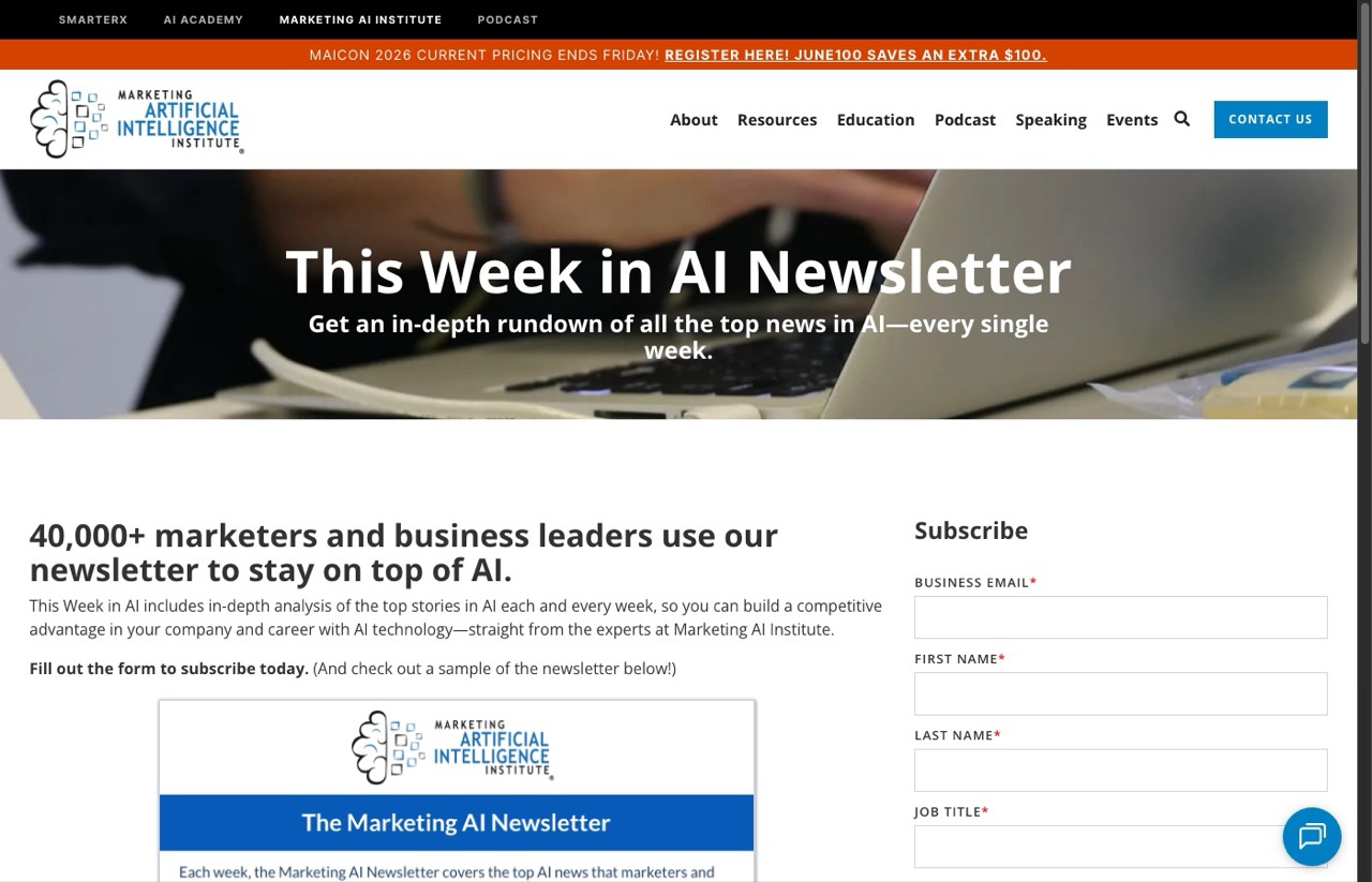 Best AI marketing newsletters pick This Week in AI signup for marketers