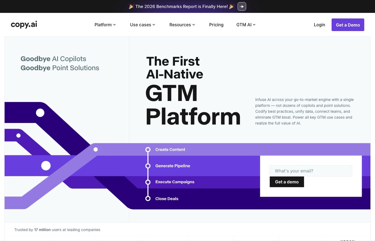 Best AI writing tools pick Copy.ai short-form copywriting platform