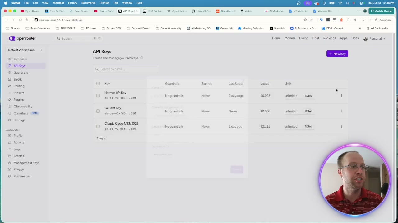 Open source AI models for web design tested through the OpenRouter API keys dashboard