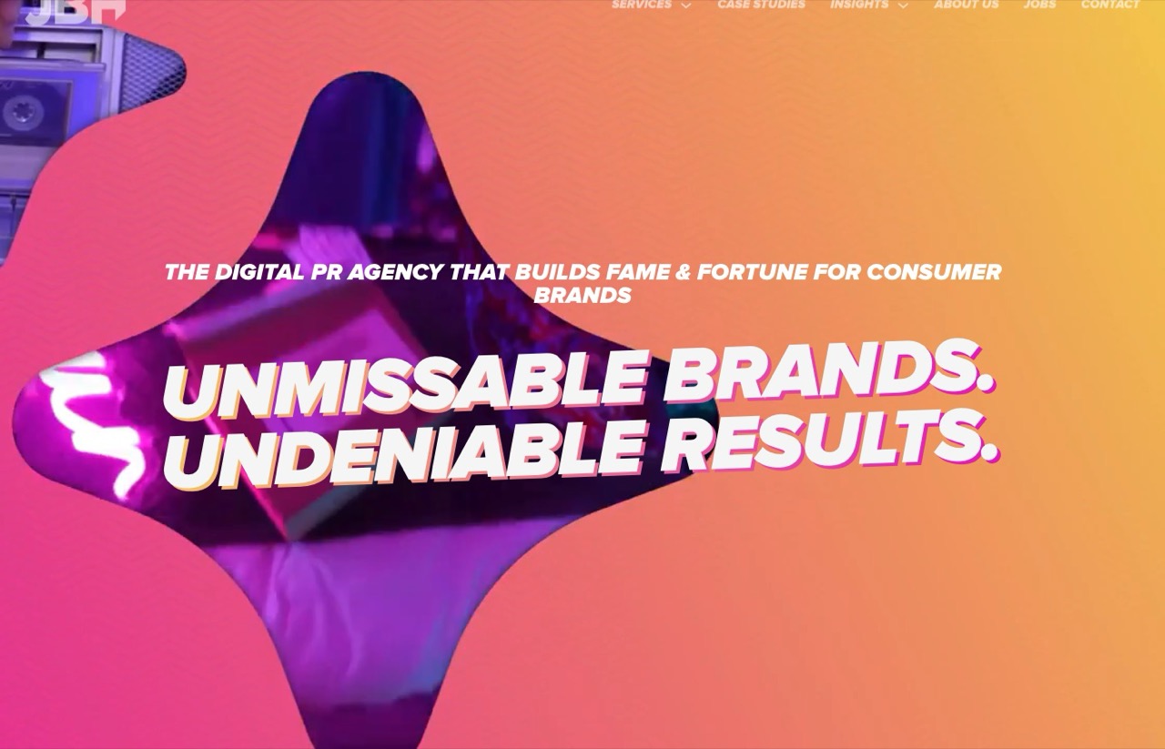 Best AI SEO experts, JBH digital PR agency homepage where Andrew Holland leads SEO