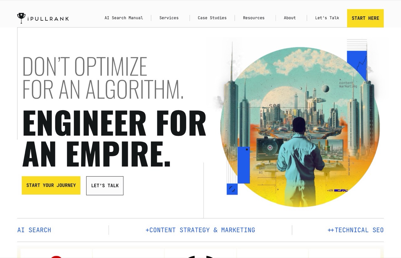 Best AI SEO experts, Mike King iPullRank homepage on AI search strategy