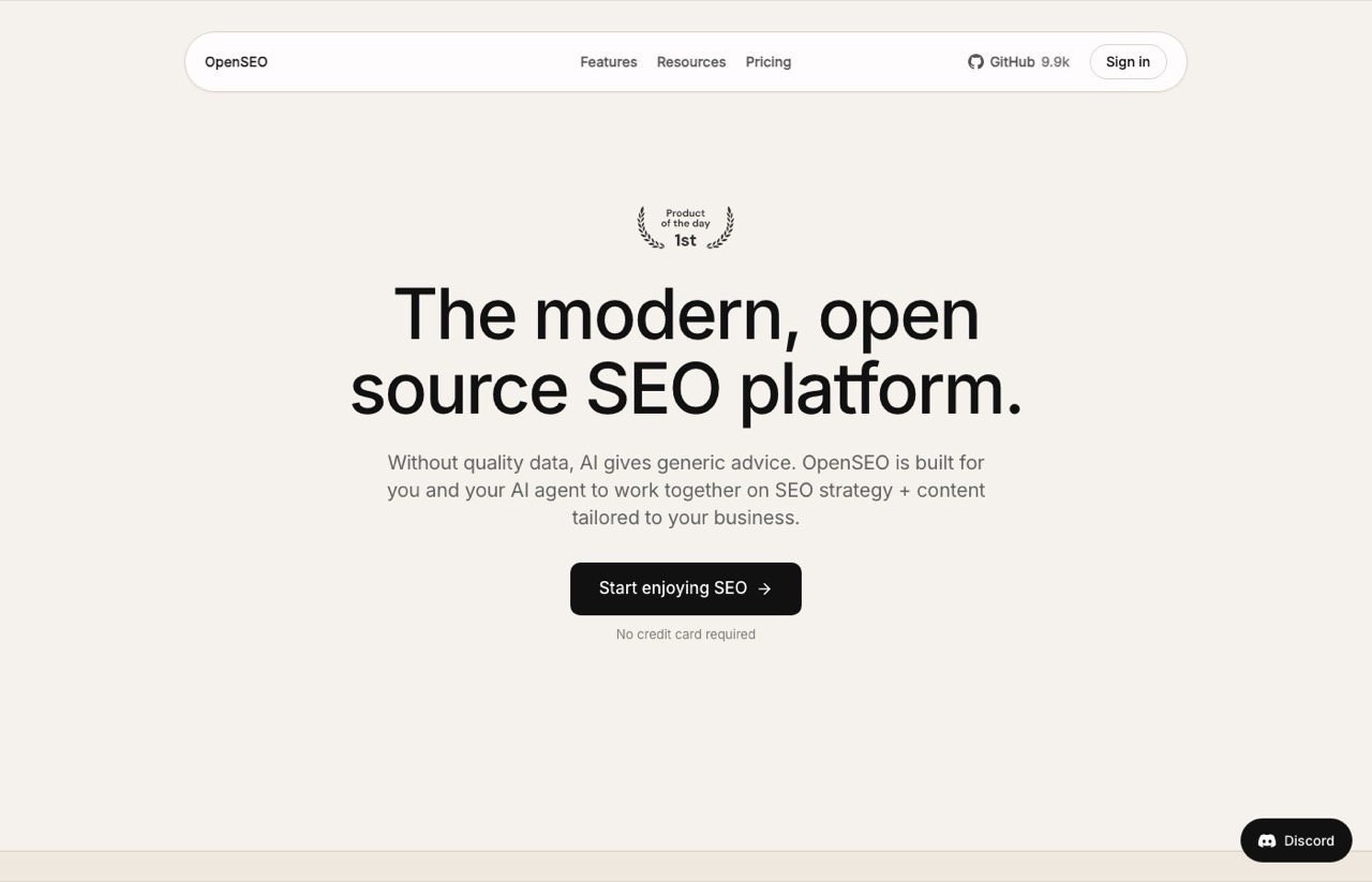 SEO MCP servers pick OpenSEO homepage positioning as an open source SEO platform