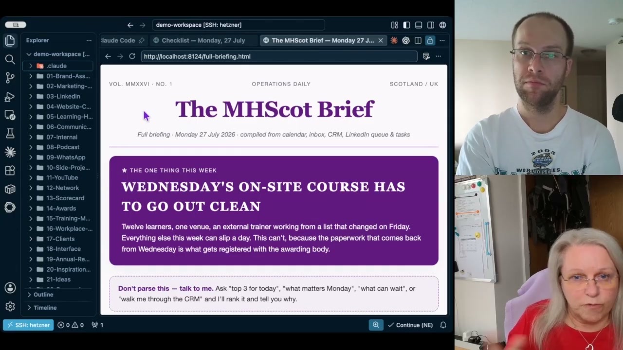How to build an online community member deliverable showing a daily operations briefing built in Claude Code