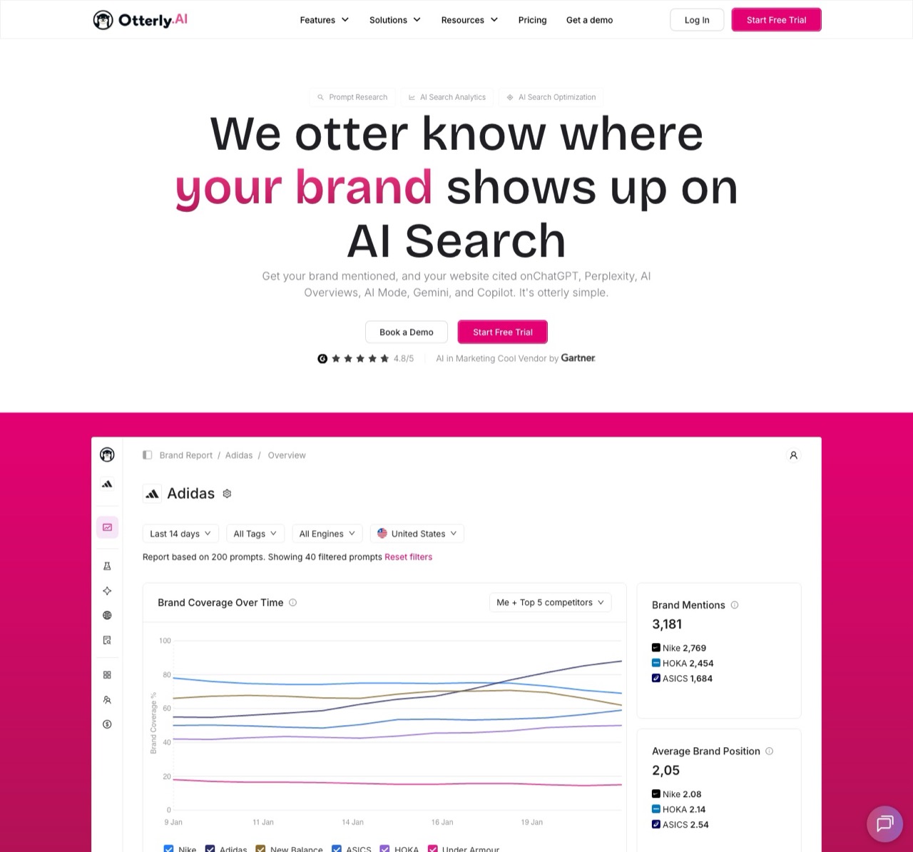 Otterly AI homepage for tracking ChatGPT Perplexity and Google AI Overviews