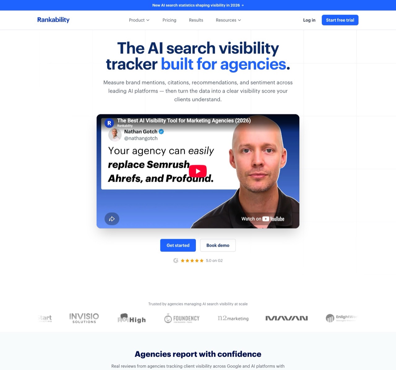 Rankability AI search visibility tracker built for agencies