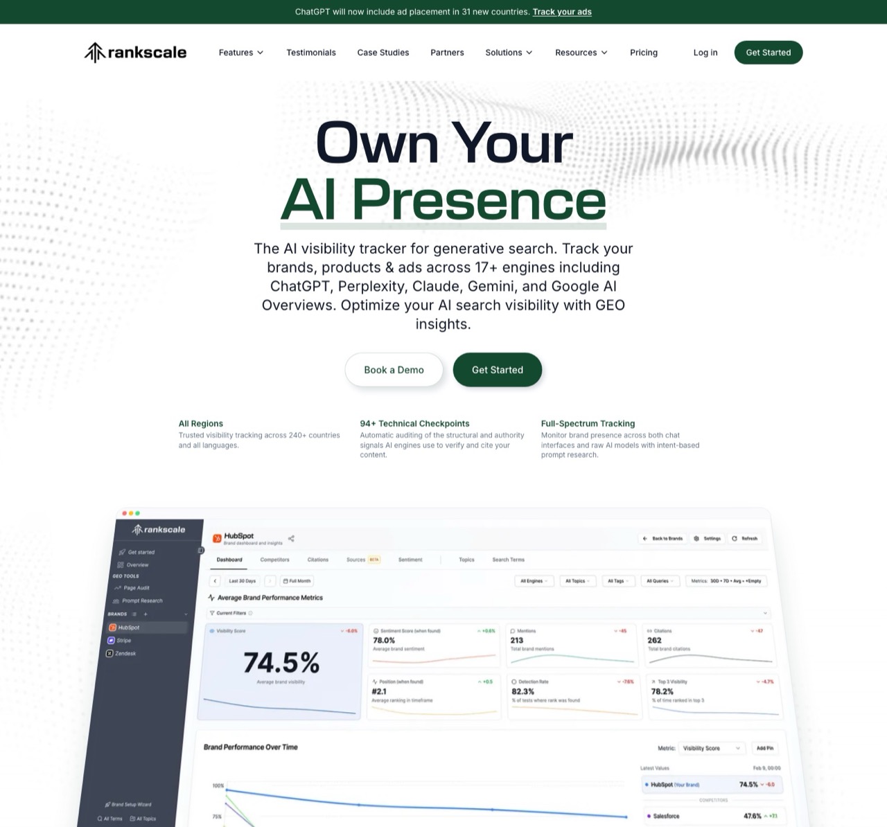 Rankscale AI visibility tracker for ChatGPT and AI Overviews