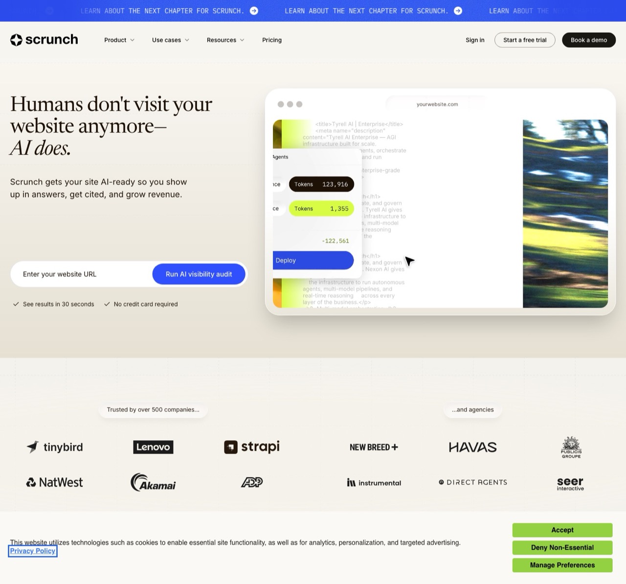 Scrunch AI platform for AI search visibility and site optimization