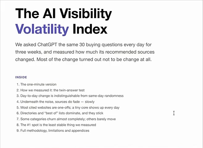 How to get ChatGPT to recommend your business: Linkifi's AI Visibility Volatility Index cover page
