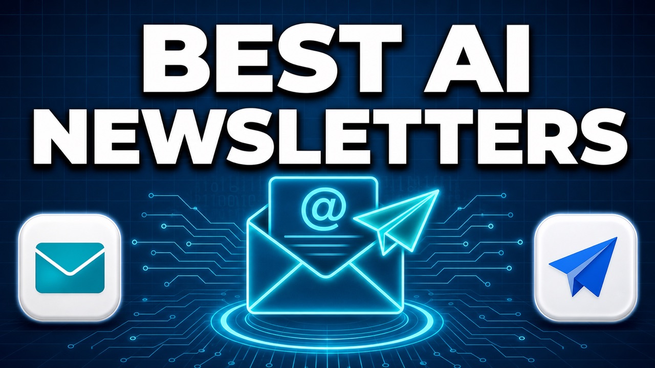 Best AI marketing newsletters 2026 featured image with glowing email icon