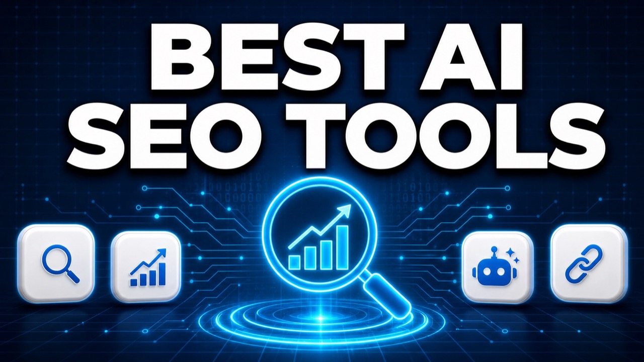 Best AI SEO tools in 2026 featured image with search and ranking icons